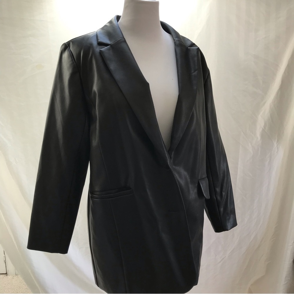Oversized faux leather jacket from Eloquii in black size 16